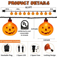 Aiyomt Halloween Pumpkin String Lights 85 Ft Halloween String Lights With 10 Leds Jack O Lantern Pumpkin Lights Orange Hallowe