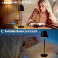 Snsok Rechargeable Led Table Lamps 2 Pack Cordless Lamp Stepless Dimming 3600Mah Battery 810 Hours Runtimeblack