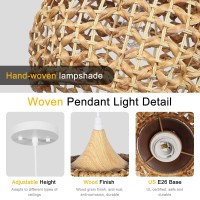 Karjearl Large Rattan Pendant Light 197 Rattan Boho Wicker Chandelier Handwoven Basket Pendant Light Fixtures For Dining Ro