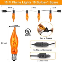 Halloween Flickering Flame String Lights Orange 10Ft C18 Flicker Flame String Lights Christmas Lights C18 E12 Base Fireplace Lig