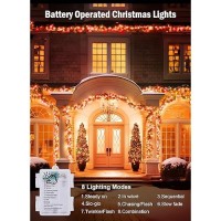 Minetom Christmas String Lights Battery Operated 2 Pack Total 33Ft 100 Led Battery Powered Fairy Lights With Timer 8 Modes Wa