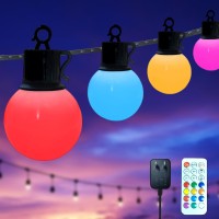 Outdoor Patio Lights Rgb String Lights Waterproof With Remote Control Led Outdoor String Lights 33Ft Christmas Halloween Stri