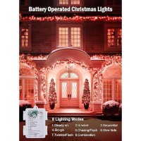 Minetom Christmas String Lights Battery Operated 2 Pack Total 33Ft 100 Led Battery Powered Fairy Lights With Timer 8 Modes Wa