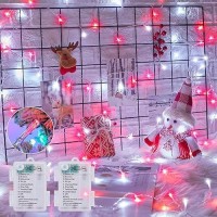 Minetom Christmas String Lights Battery Operated 2 Pack Total 33Ft 100 Led Battery Powered Fairy Lights With Timer 8 Modes Wa