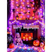 Brightown Halloween String Lights Battery Operated 4 Pack Total 66Ft 200 Led Battery Powered Fairy Lights With Timer 8 Modes Wa