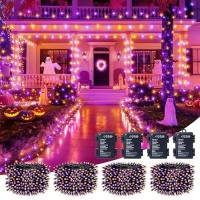 Brightown Halloween String Lights Battery Operated 4 Pack Total 66Ft 200 Led Battery Powered Fairy Lights With Timer 8 Modes Wa