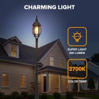 Lutec Solar Lamp Post Light Dusk To Dawn Waterproof Pole Light With Clear Glass Aluminium Exterior Vintage Black Solar Powered