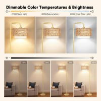 Partphoner Gold Floor Lamp For Living Room Farmhouse Tall Lamp With 3 Color Temperatures Remote Dimmable Bulb Boho Lamp Ratt