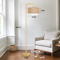 Partphoner Gold Floor Lamp For Living Room Farmhouse Tall Lamp With 3 Color Temperatures Remote Dimmable Bulb Boho Lamp Ratt