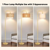 Partphoner Gold Floor Lamp For Living Room Farmhouse Tall Lamp With 3 Color Temperatures Remote Dimmable Bulb Boho Lamp Ratt