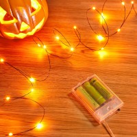 Minetom Halloween Fairy Lights 33Ft 100 Led Battery Operated Fairy Lights Waterproof Copper Wire Mason Jar Lights For Home Par