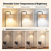 Partphoner 68Floor Lamp For Living Room With 3 Color Temperatures Farmhouse Standing Lamp With Remote Dimmable Bulb Boho Lam