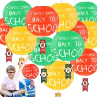 12Pcs Back To School Decorations For Classroom Decor First Day Of School Decorations Welcome Back To School Hanging Red Paper