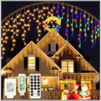 Voolex Halloween Icicle Lights Orange Lights Outdoor 39Ft 400Led 8 Modes With Memory Time Setting Connectable Halloween Sting