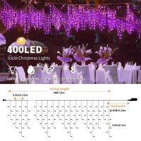 Voolex Halloween Icicle Lights Purple Lights Outdoor 39Ft 400Led 8 Modes With Memory Time Setting Connectable Halloween Sting