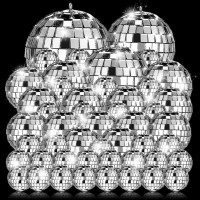 54Pack Disco Ball Hanging Mirror Disco Ball Ornaments 70S Disco Party Decorations Mini Silver Reflective Christmas Balls For Ho