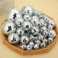 54Pack Disco Ball Hanging Mirror Disco Ball Ornaments 70S Disco Party Decorations Mini Silver Reflective Christmas Balls For Ho