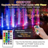 Crepow Rgb Pond Lights With Timer Led Underwater Submersible Colorful Landscape Spotlights 98Ft Remote Control Ip68 Waterproof