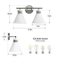 Woshitu Bathroom Vanity Light Fixtures Brushed Nickel Bathroom Lighting Fixtures Over Mirror 2Lights With Modern Milky White