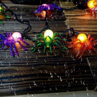 Couah Halloween Spider String Lights 85 Ft Halloween Led String Lights With 10 Spider Lights Waterproof Halloween Lights Plug