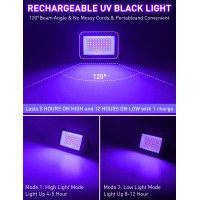 Crepow Rechargeable Led Black Light Battery Powered Portable Blacklight 395Nm Led Flood Light Black Lights Neon Glow Party B