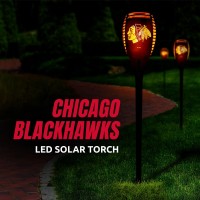 Sporticulture Chicago Blackhawks Led Solar Torch 4 X 4 X 36 Waterproof Sun Damage Resistant Solar Light With Flickering F