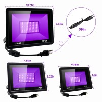 2 Pack 30W Led Black Lights 395Nm Blacklight Flood Light With 3 Pin Plug Ip66 Waterproof For Halloween Party Glow In The Dar