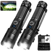 Flashlights High Lumens Rechargeable 2 Pack 990000 Lumens Super Bright Flashlight Powerful Led Flashlight With 5 Modes Ipx6 W