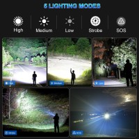 Flashlights High Lumens Rechargeable 2 Pack 990000 Lumens Super Bright Flashlight Powerful Led Flashlight With 5 Modes Ipx6 W