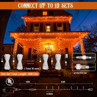 Potive 100Led 33Ft Orange Halloween Lights Outdoor Connectable Halloween Lights Waterproof 8 Modes Orange String Lights For Ha