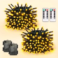 Jmexsuss Battery Operated Christmas Lights With Remote Each 33 Ft String Lights Indoor Outdoor Waterproof 2 Pack 100 Led Warm