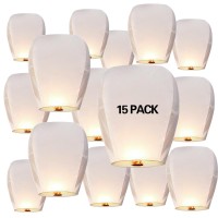 15 Packs Chinese Paper Lanterns To Release In Sky White Wishing Decorative Lantern Biodegradable Flying Memorial Lantern For Cel