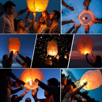 15 Packs Chinese Paper Lanterns To Release In Sky White Wishing Decorative Lantern Biodegradable Flying Memorial Lantern For Cel