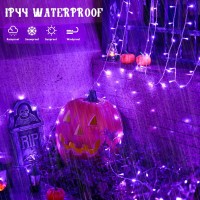 Potive 100Led 33Ft Purple Halloween Lights Outdoor Connectable Halloween Lights Waterproof 8 Modes Purple String Lights For Ha