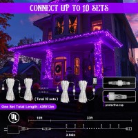 Potive 100Led 33Ft Purple Halloween Lights Outdoor Connectable Halloween Lights Waterproof 8 Modes Purple String Lights For Ha