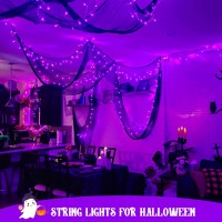 Potive 100Led 33Ft Purple Halloween Lights Outdoor Connectable Halloween Lights Waterproof 8 Modes Purple String Lights For Ha