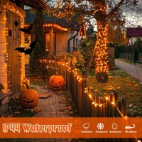 Jmexsuss Orange Halloween Lights Battery Operated Each 33 Ft Indoor Halloween String Lights Outdoor Waterproof 2 Pack 100 Led