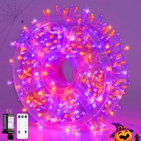 Potive 600Led Orange And Purple Halloween Lights Outdoor 168Ft 8 Modes Halloween String Lights Plug In Waterproof Halloween Le