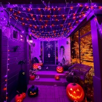 Potive 600Led Orange And Purple Halloween Lights Outdoor 168Ft 8 Modes Halloween String Lights Plug In Waterproof Halloween Le