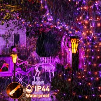 Potive 600Led Orange And Purple Halloween Lights Outdoor 168Ft 8 Modes Halloween String Lights Plug In Waterproof Halloween Le