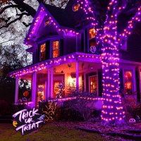 Potive 600Led Orange And Purple Halloween Lights Outdoor 168Ft 8 Modes Halloween String Lights Plug In Waterproof Halloween Le