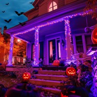 Potive 600Led Orange And Purple Halloween Lights Outdoor 168Ft 8 Modes Halloween String Lights Plug In Waterproof Halloween Le