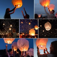 8Pack White Chinese Lantern To Release In Heaven Eco Friendly Sky Floating Paper Lanterns Make Wish For Birthday Party Wedding