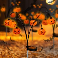 Halloween Decorations Outdoor 2 Pack Pumpkin Solarlights For Outside Halloween Decor Waterproof 12Led Orange Scary Spooky Swa