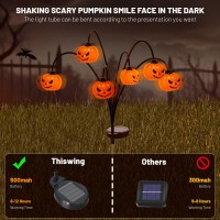 Halloween Decorations Outdoor 2 Pack Pumpkin Solarlights For Outside Halloween Decor Waterproof 12Led Orange Scary Spooky Swa