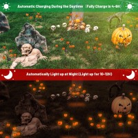 Halloween Decorations Outdoor 2 Pack Pumpkin Solarlights For Outside Halloween Decor Waterproof 12Led Orange Scary Spooky Swa