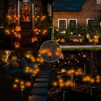 Halloween Decorations Outdoor 2 Pack Pumpkin Solarlights For Outside Halloween Decor Waterproof 12Led Orange Scary Spooky Swa