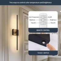 Battery Operated Wall Sconces Set Of 2 16000Mah Black Rechargeable Wall Sconce With Remote Control 3000K6000K Dimmable Led Wi