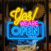 Amyzavls Open Neon Signs Yes We Are Open Bright Led Sign Hanging Window Wall Decor Open Signs For Business Coffee Shop Bar Ba