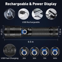 Kmivo Rechargeable Led Flashlights High Lumens 900000 Lumens Super Bright Flashlight With 5 Modes Ipx6 Waterproof Powerful Han